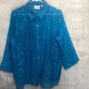 Alfred Dunner Burn Out Design Top Sz 14